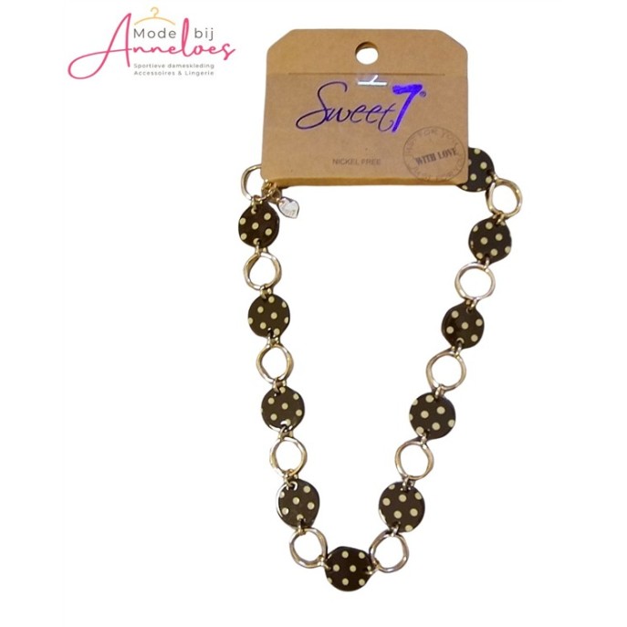 Sweet7 Ketting kort stippen 101232411 Donker bruin Sweet7 Ketting kort stippen 101232411 Donker bruin
